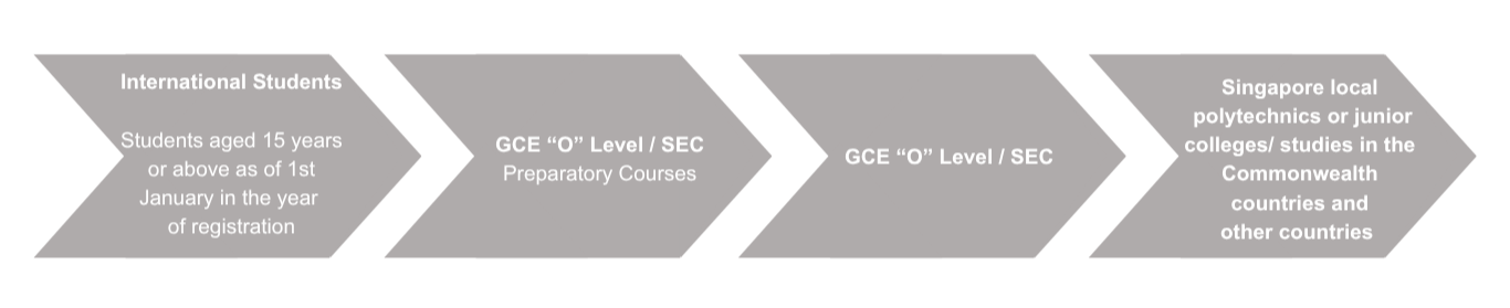Academic pathway from GCE O-Level results to Singapore Polytechnics and Junior Colleges.