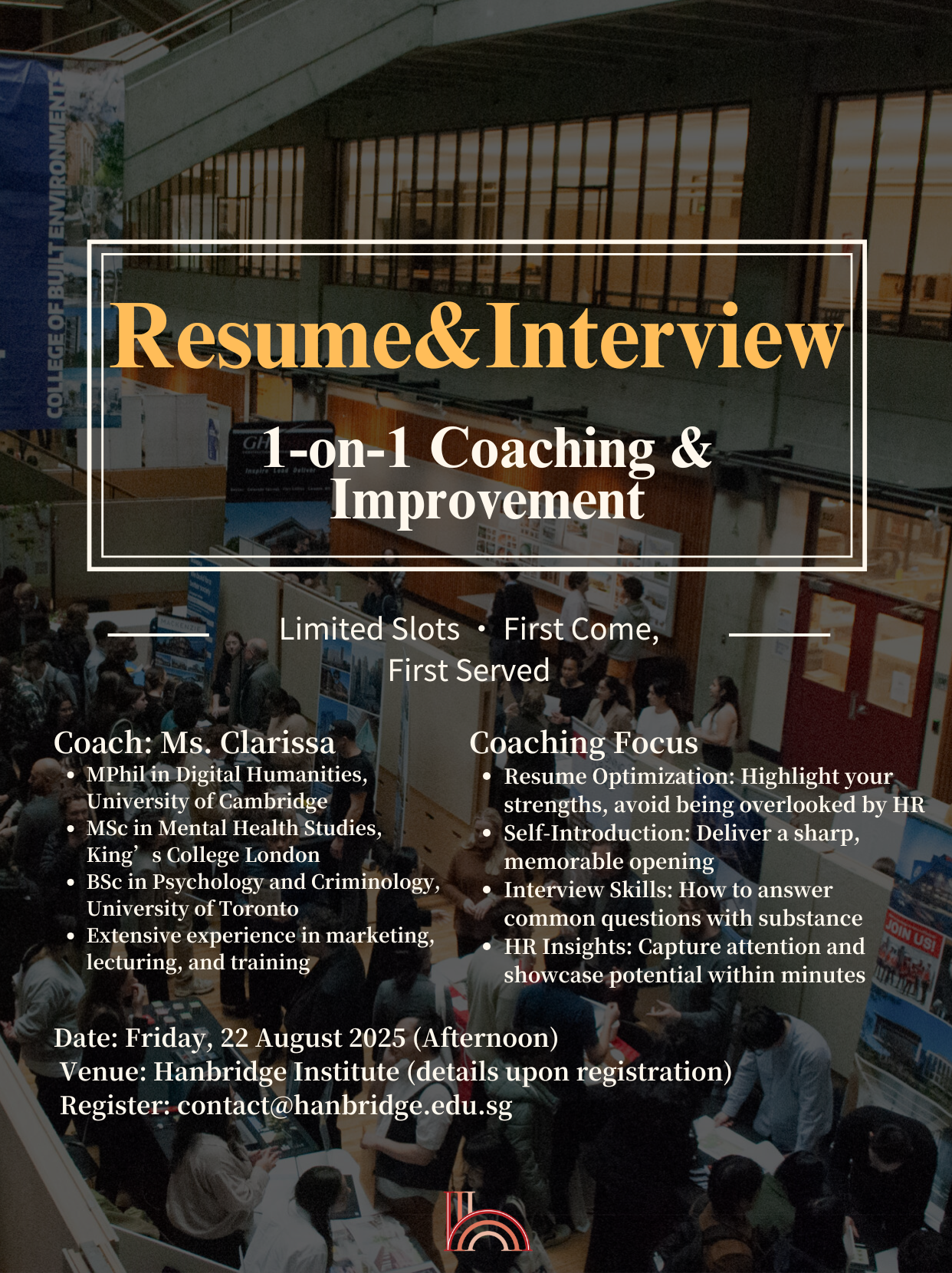 One-to-one resume and interview coaching at Hanbridge Institute