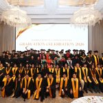 Hanbridge Institute Class of 2026 graduates celebrating their academic achievements at Raffles Hotel Singapore