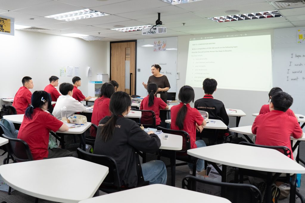 Students exploring preparatory and higher education pathways at Hanbridge Institute in Singapore