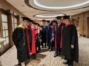 Hanbridge Institute professors with Stuart Agnew and Faith Hicks from the University of Suffolk at Graduation 2024